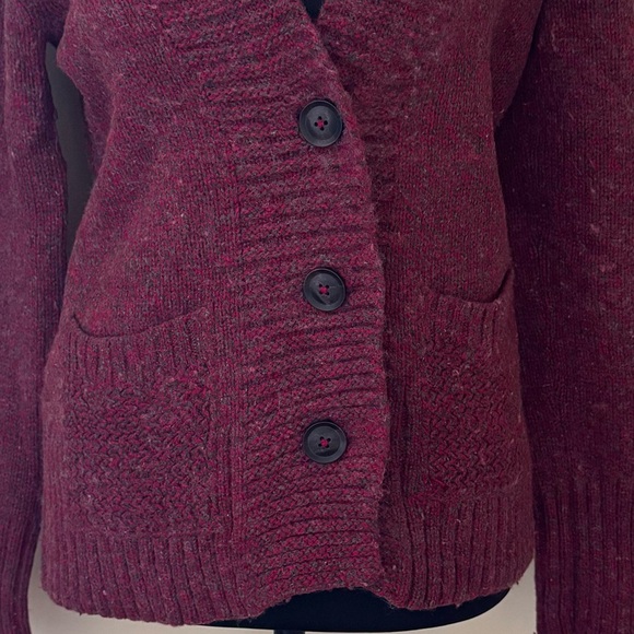 Eddie Bauer Women's‎ Knitted Open Front Wool Blend Cardigan, Burgundy Red, SZ XS - Picture 7 of 14
